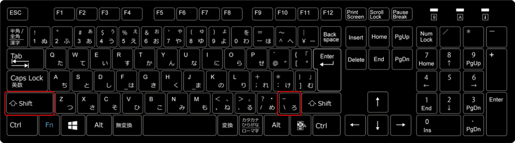 キーボード - アンダーバーの打ち方