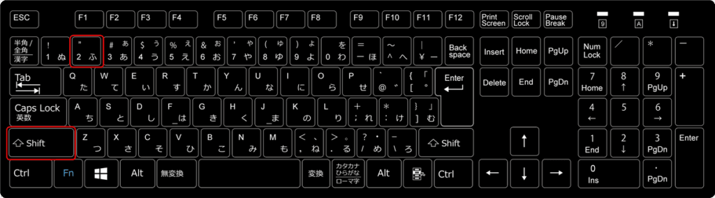 キーボード - ダブルクォーテーションの打ち方
