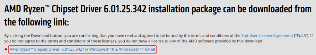 AMD Ryzen™ Chipset Driver Release Notes 6.01.25.342