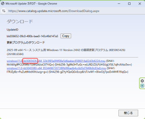更新プログラムのダウンロードページ