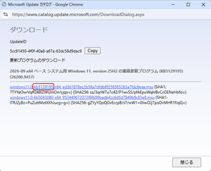 更新プログラムのダウンロードページ