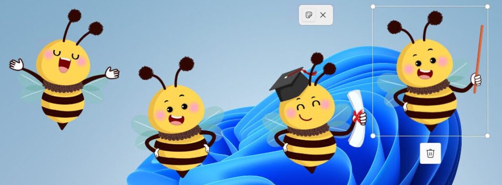 デスクトップにステッカーを追加した状態