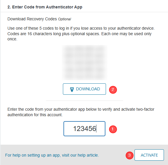 Enter Code from Authenticator App