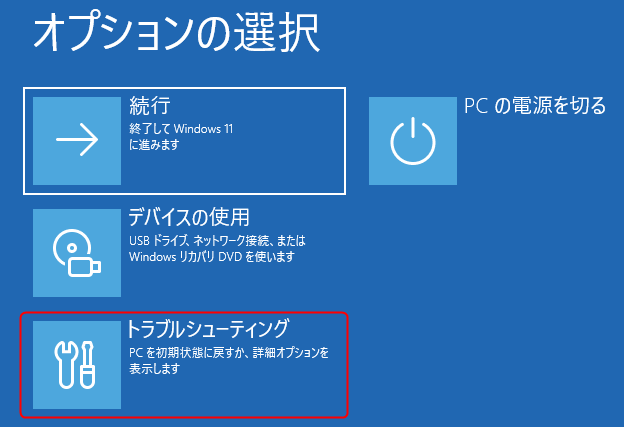 オプションの選択